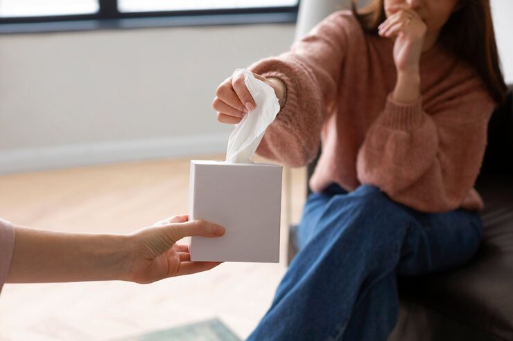 side view woman crying therapy 23 2150229935